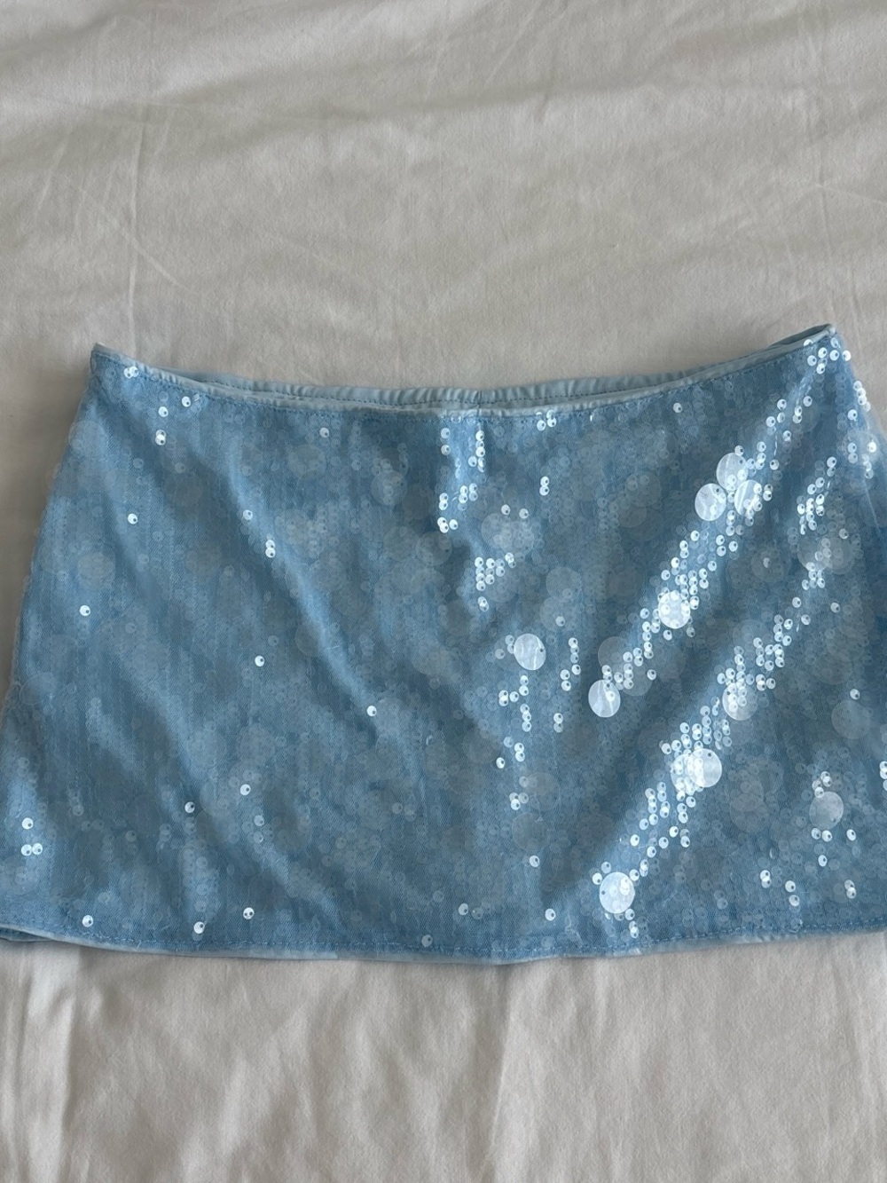 Light Blue Sequin Mini Skirt Skirt